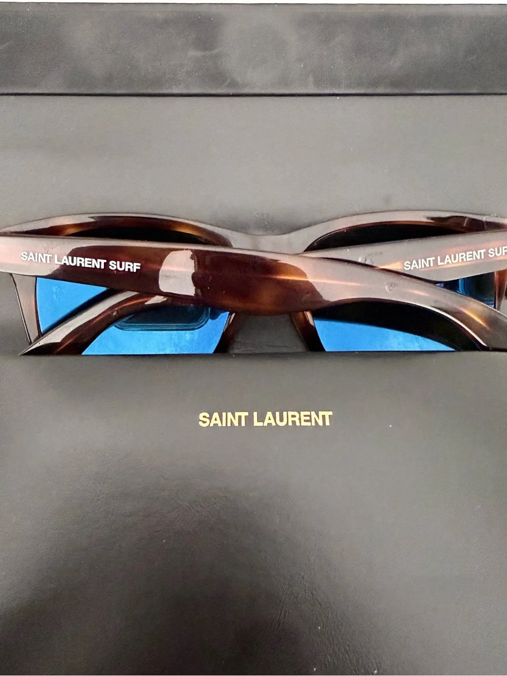 Saint Laurent Black Leather Sunglasses Case